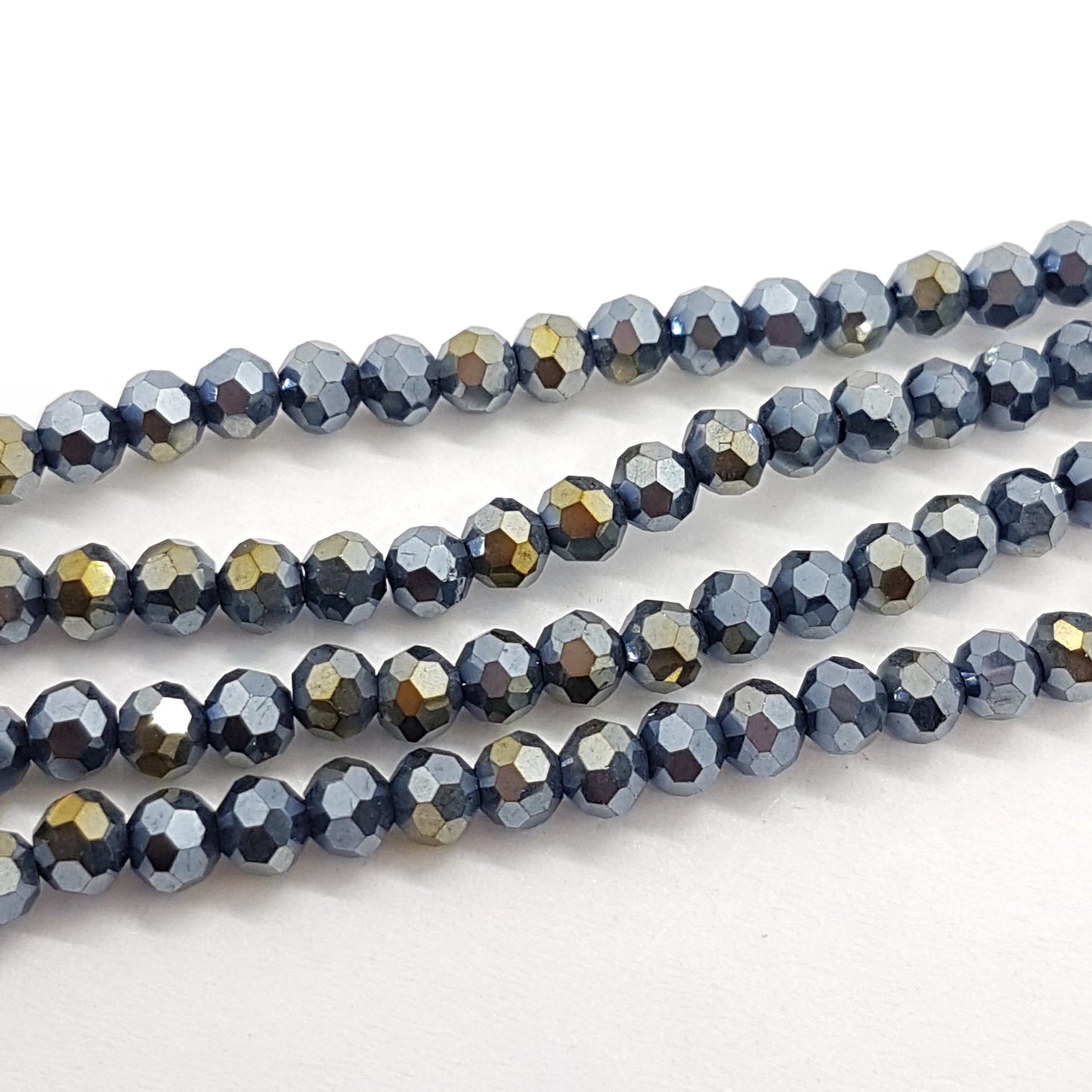 Black AB Faceted Round Crystal Beads