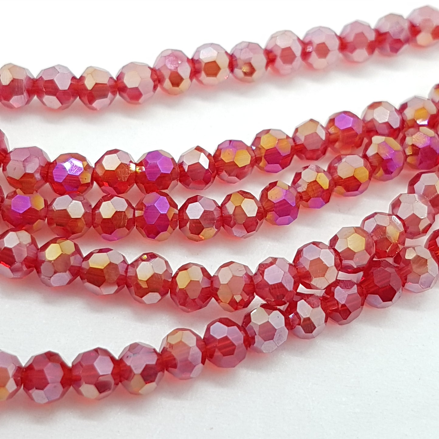 Red AB Faceted Round Crystal Beads