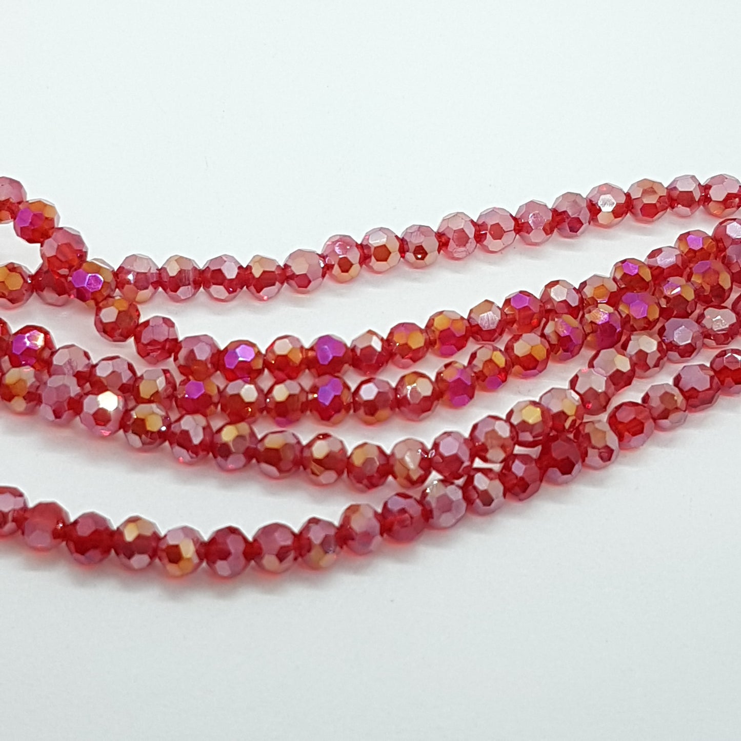 Red AB Faceted Round Crystal Beads