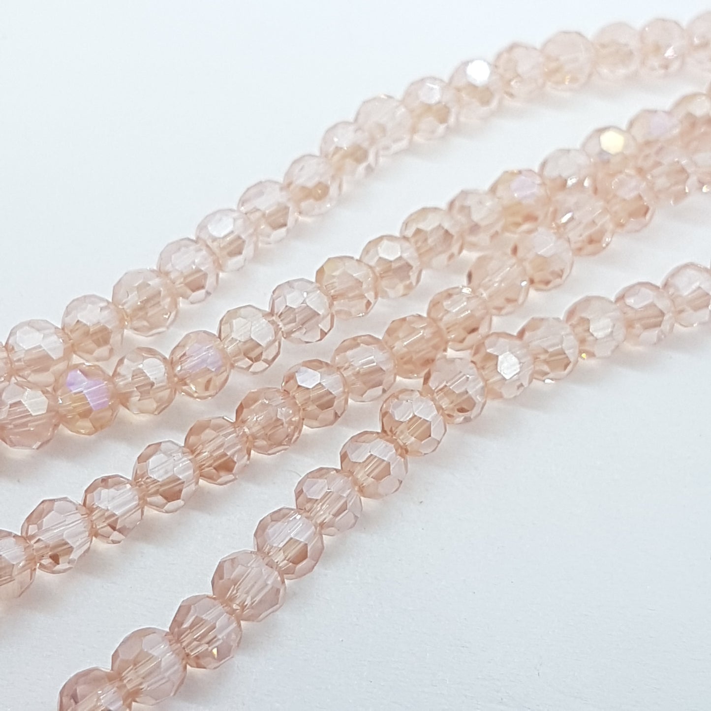 Light Pink Faceted Round Crystal Beads