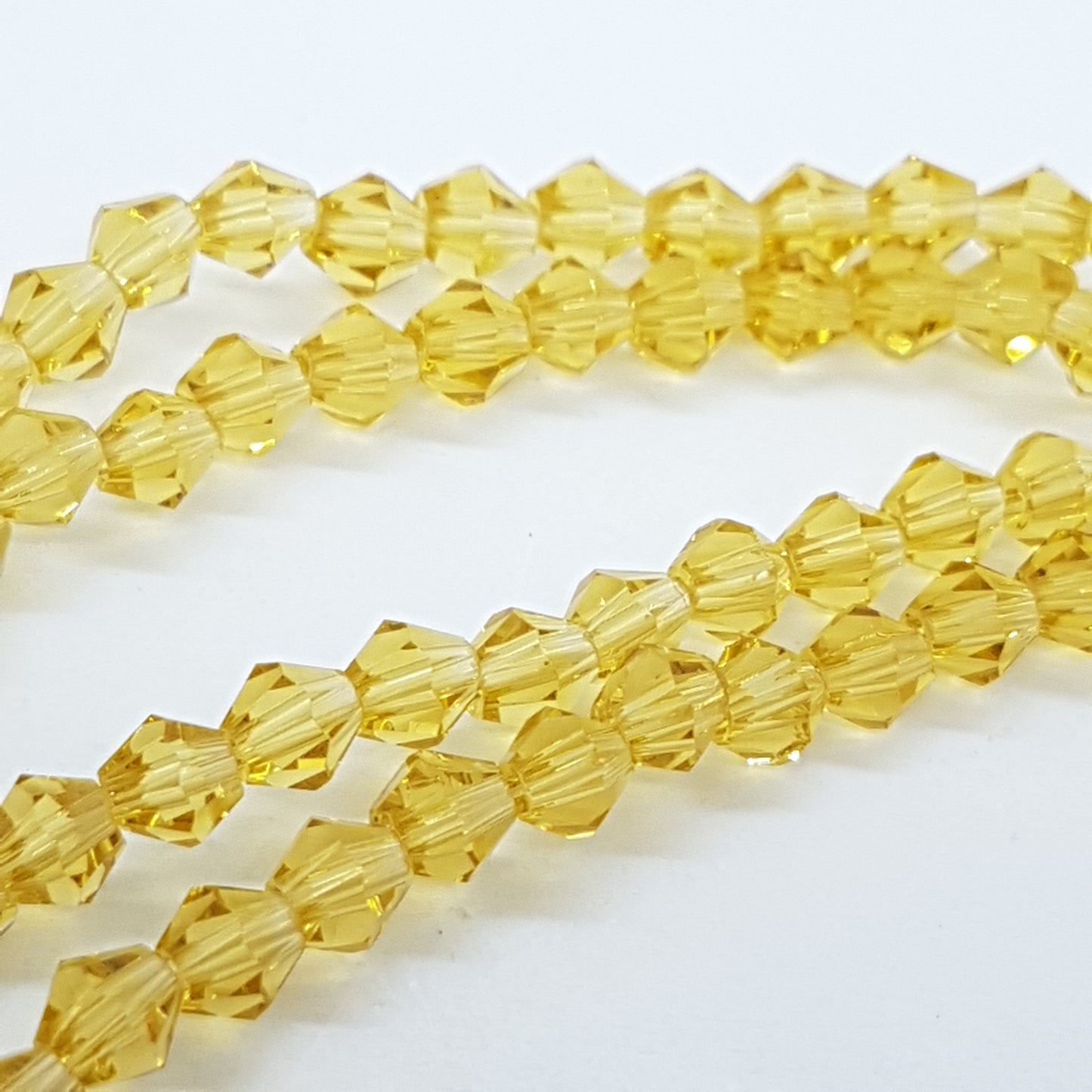 4mm Yellow Gold Crystal Glass Bicones