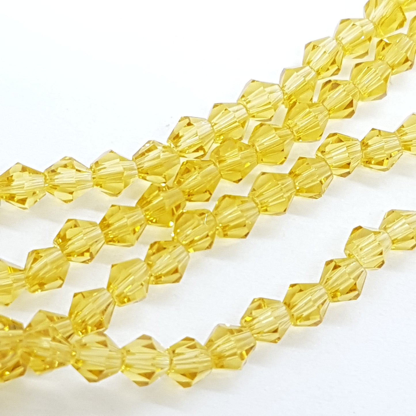 4mm Yellow Gold Crystal Glass Bicones