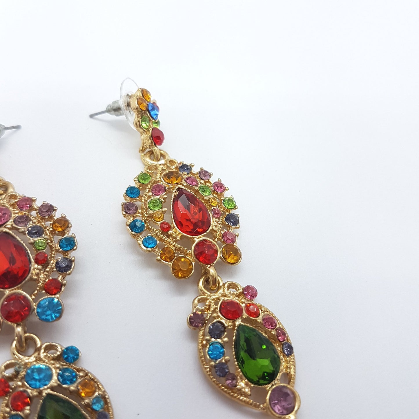 Multicolour Long Rhinestone Earrings