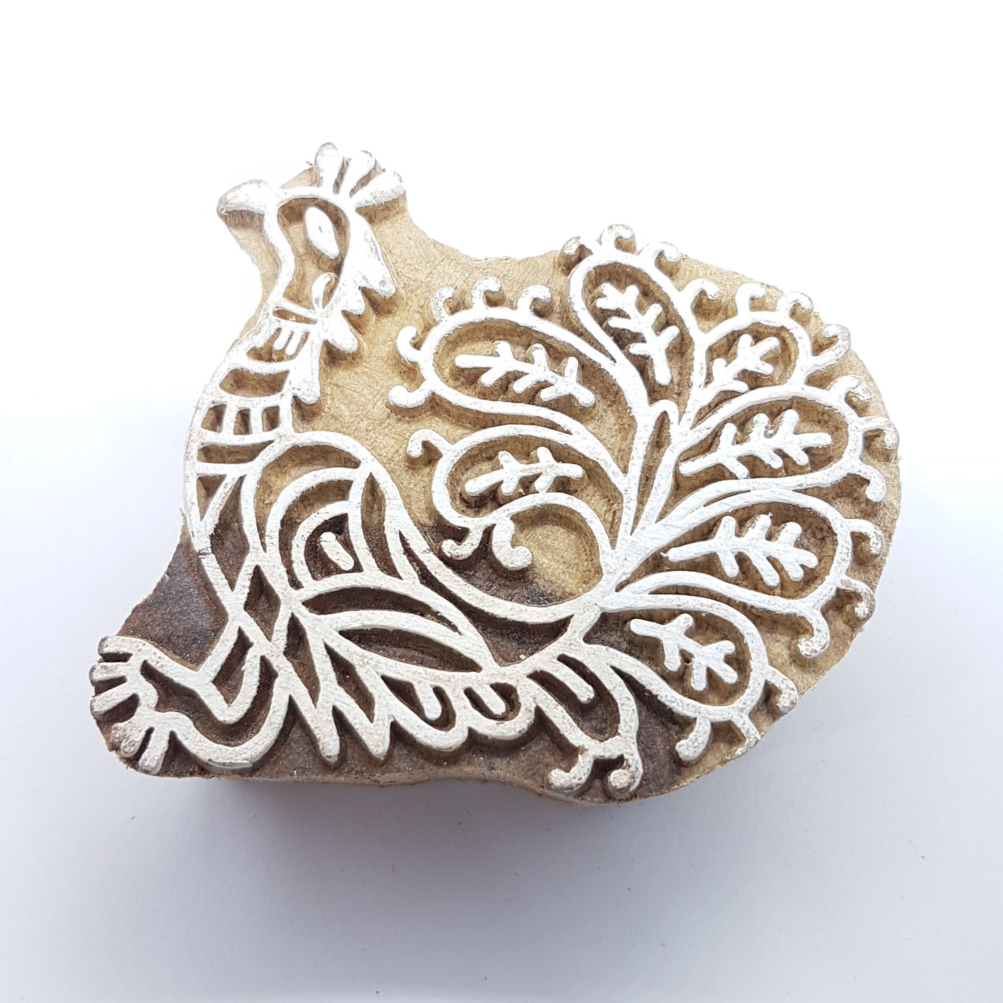 Peacock Hand Carved Indian Block Stamp