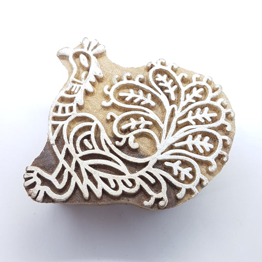 Peacock Hand Carved Indian Block Stamp