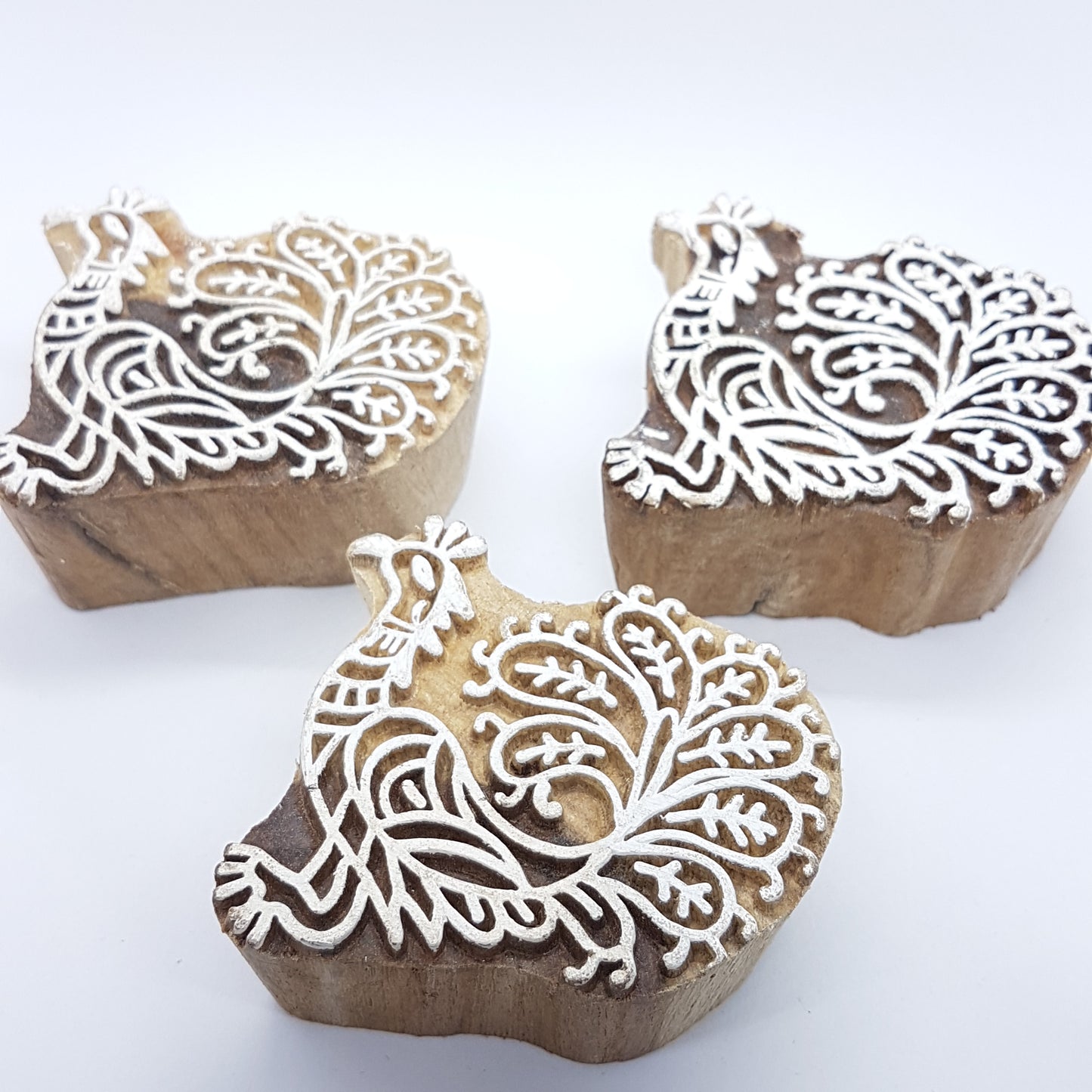 Peacock Hand Carved Indian Block Stamp