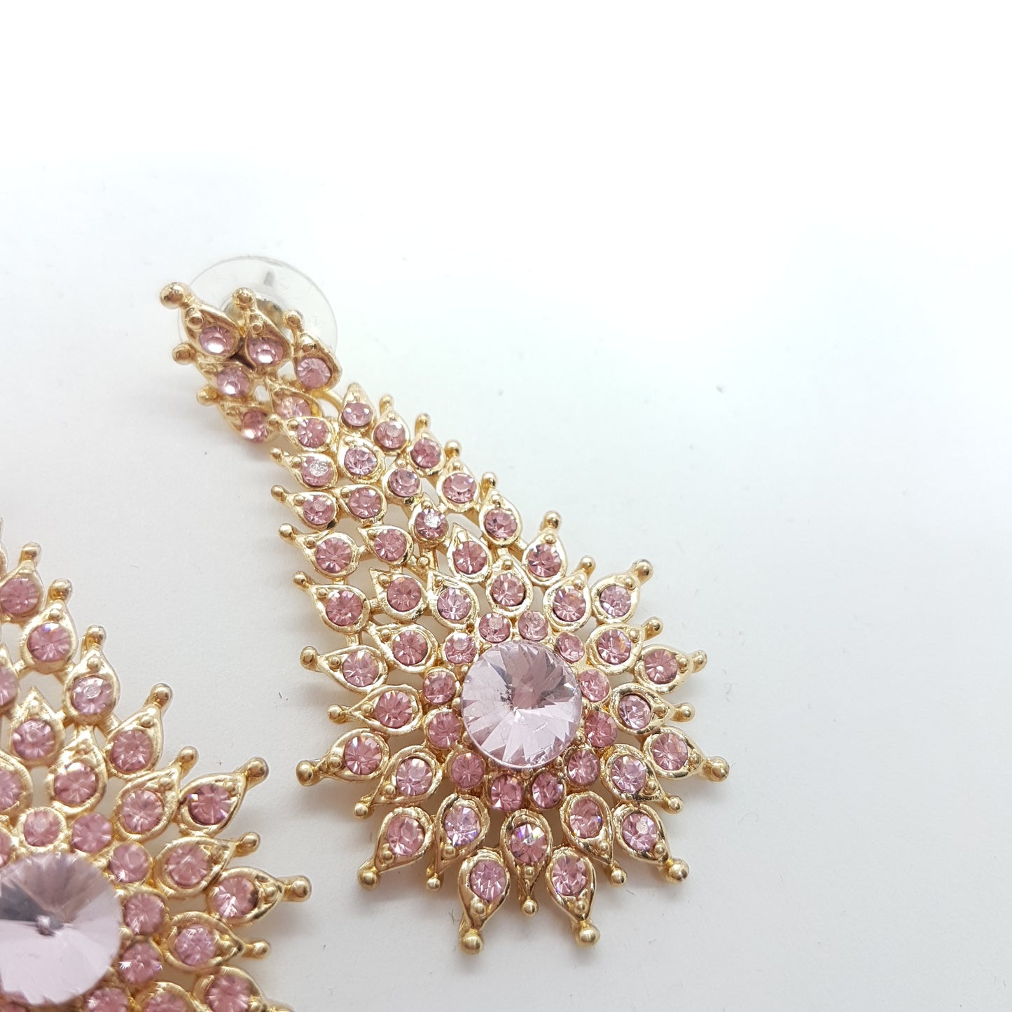 Pink Starburst Rhinestone Earrings
