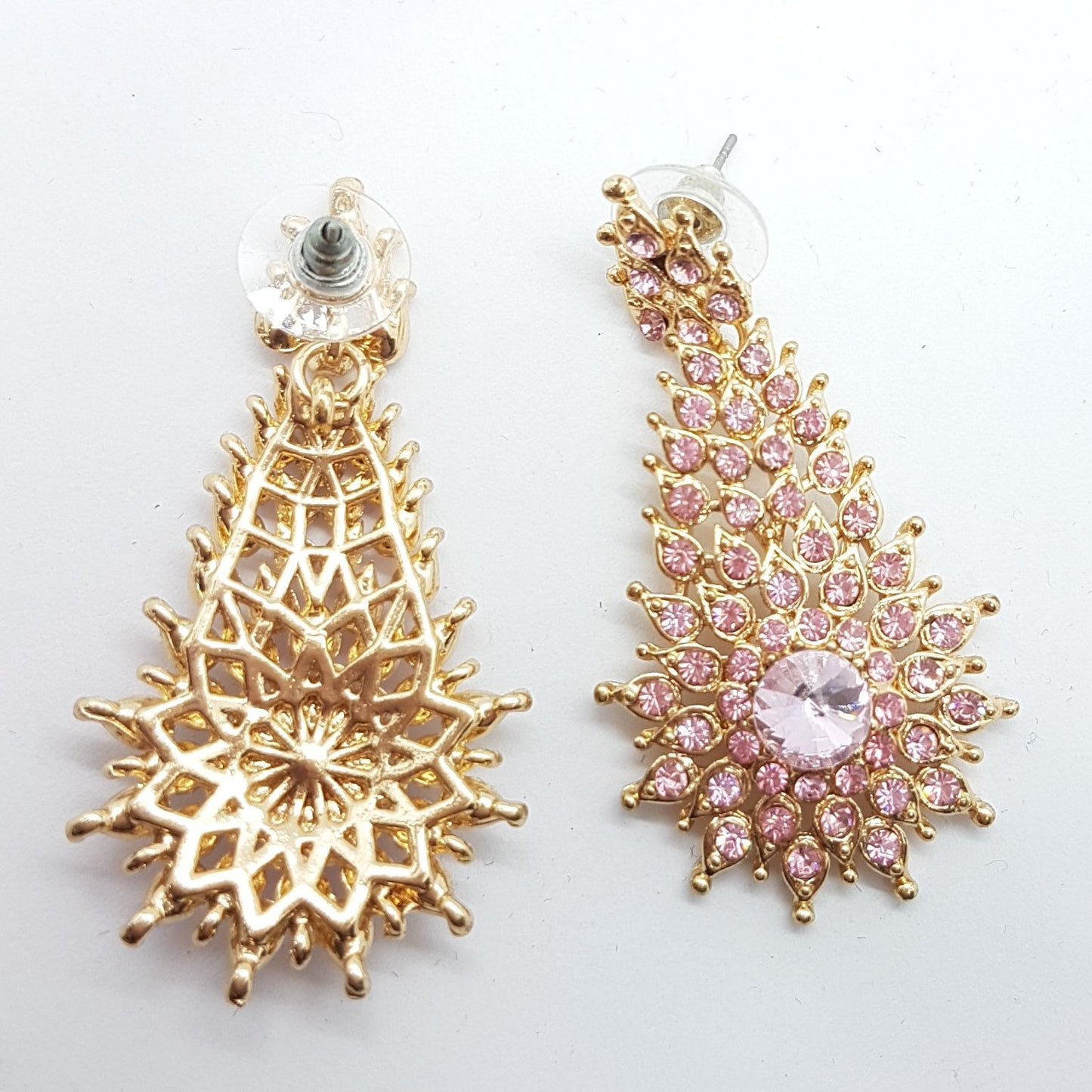 Pink Starburst Rhinestone Earrings