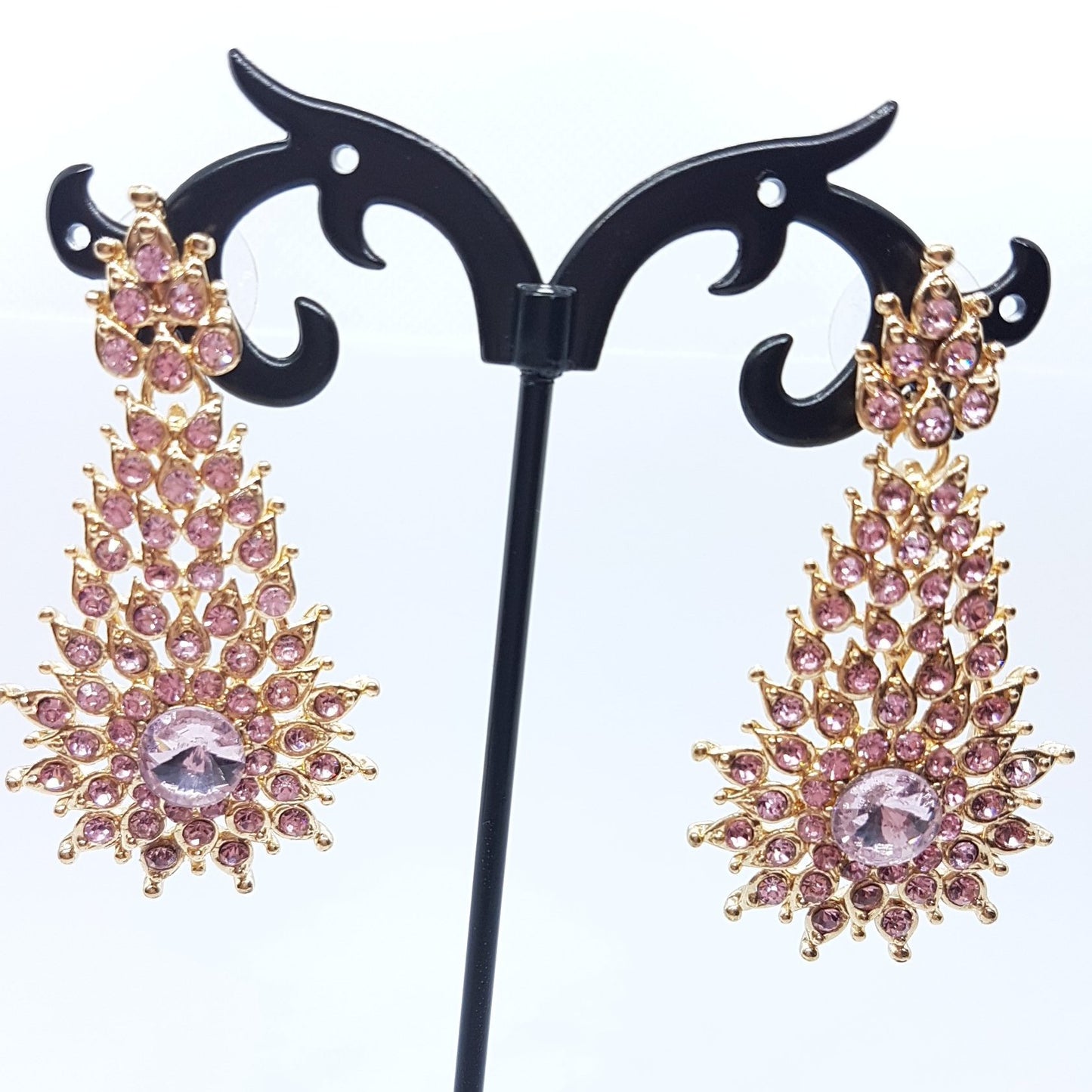 Pink Starburst Rhinestone Earrings