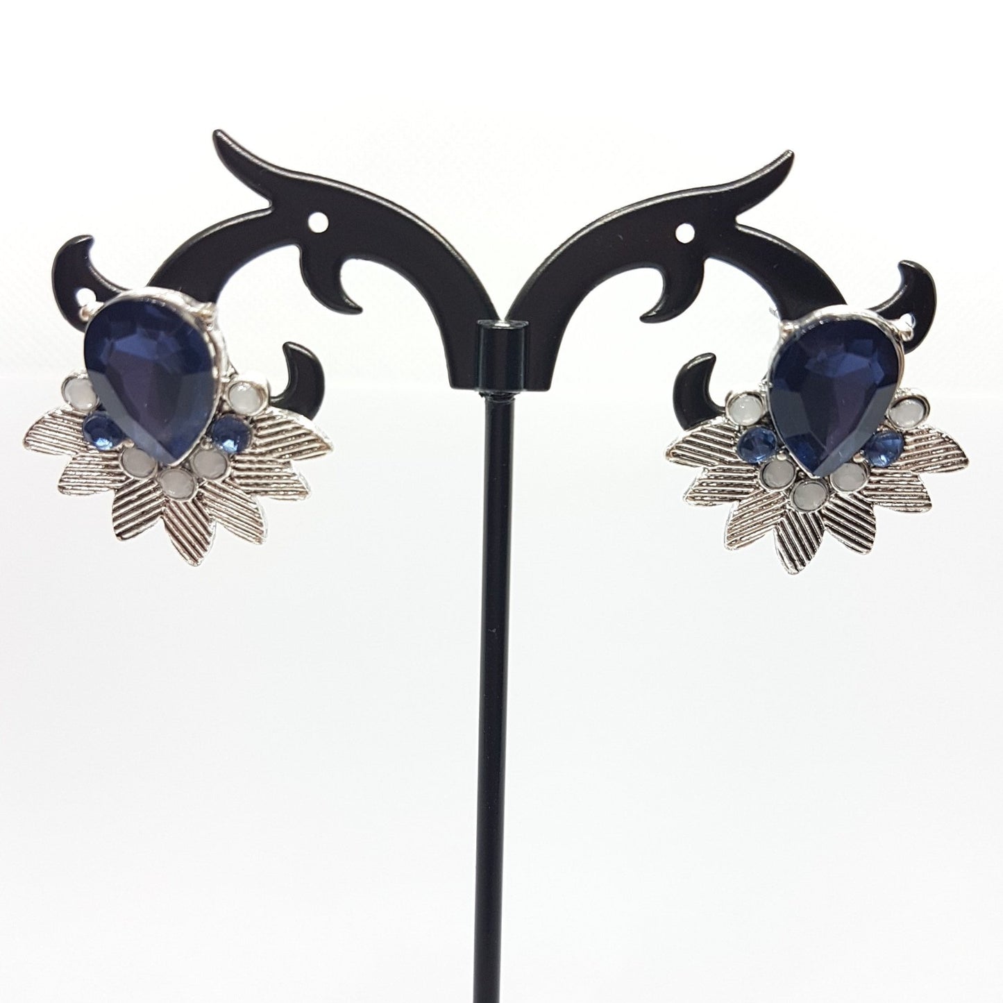 Blue Rhinestone Stud Earrings