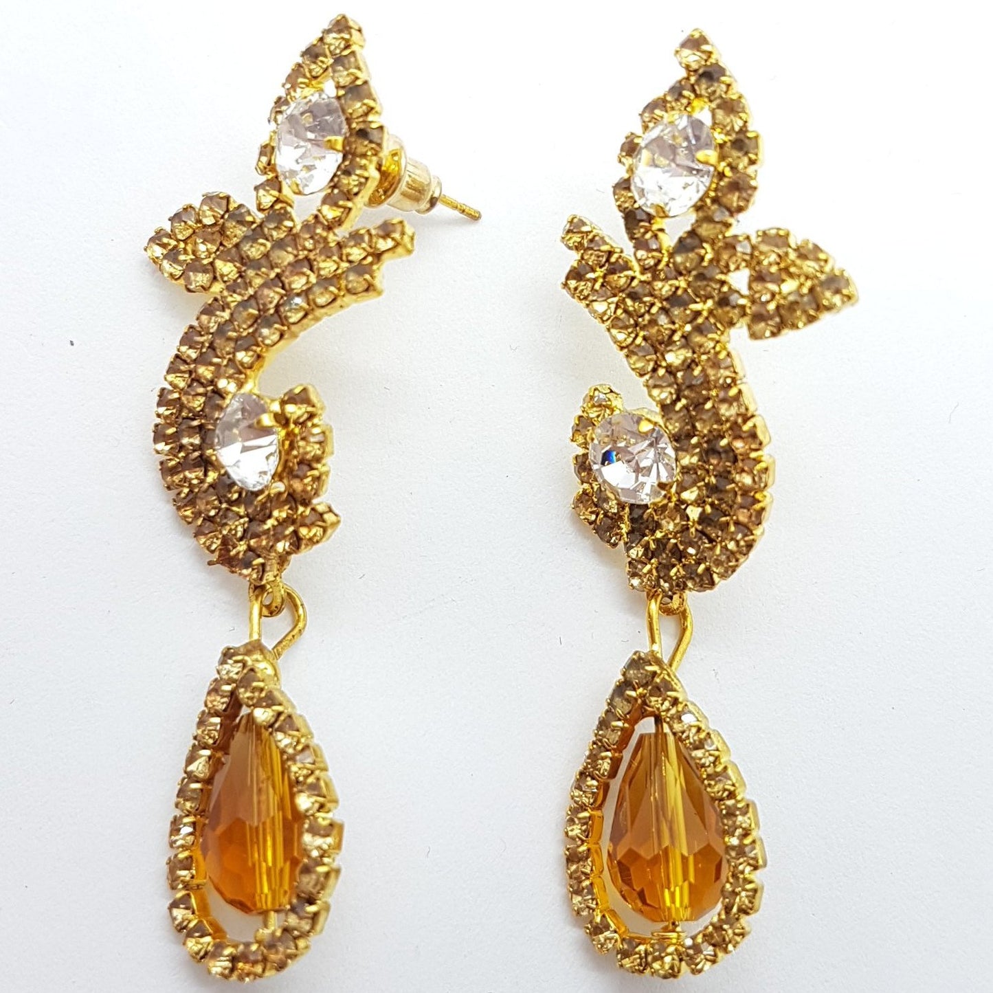 Golden Rhinestone Earrings