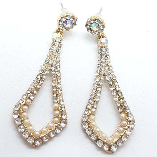 Rhinestone Pearl Drop Earrings