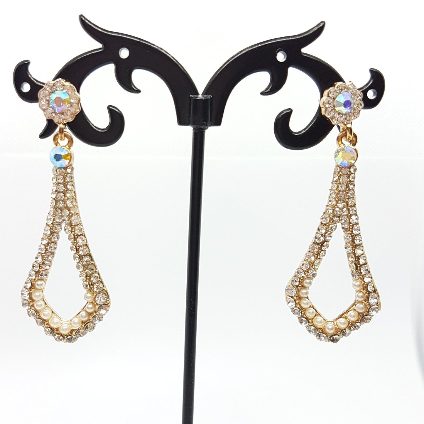 Rhinestone Pearl Drop Earrings