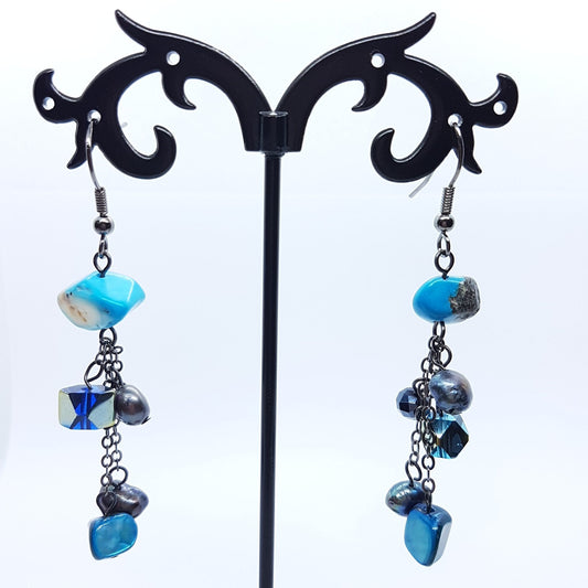 Blue Beaded Earrings