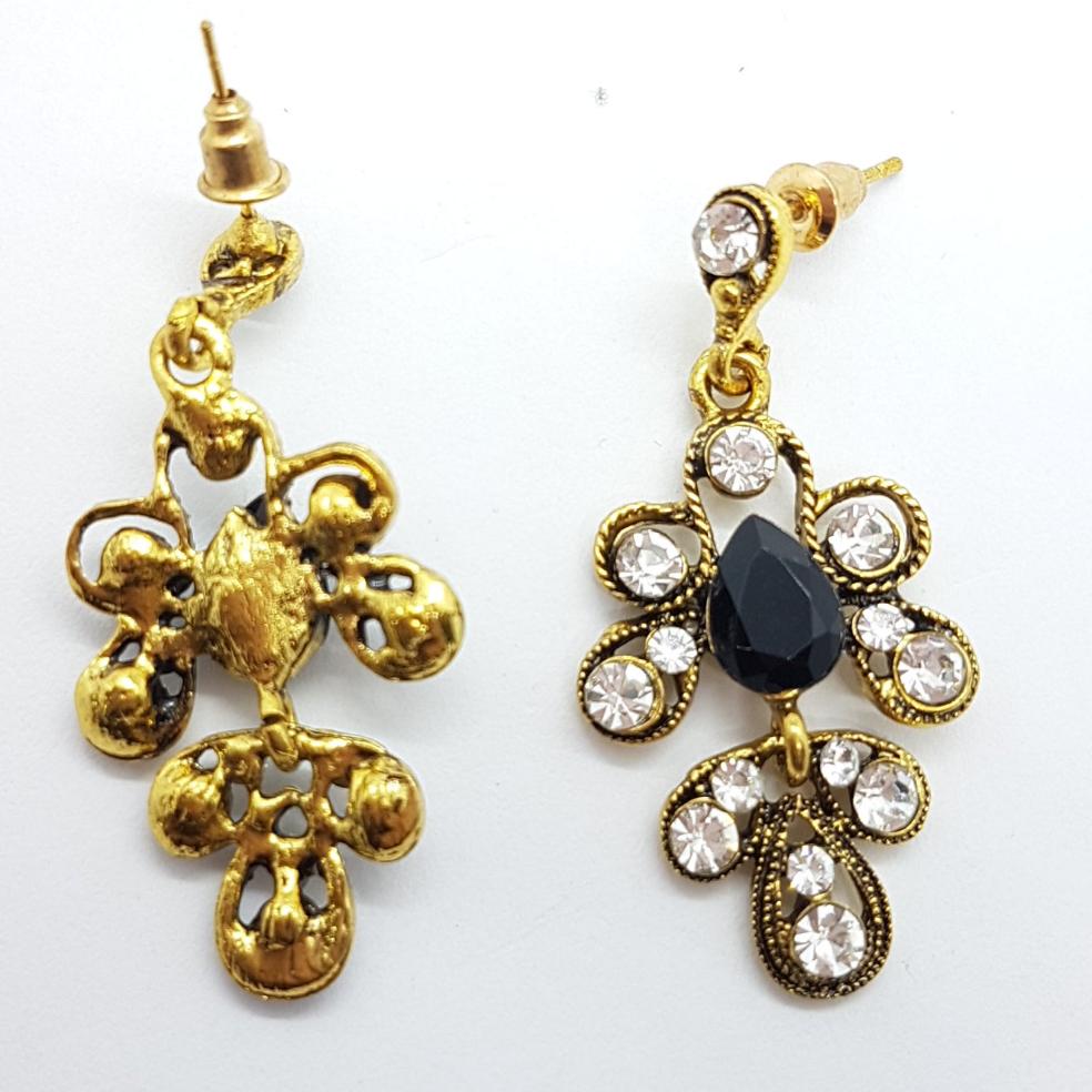 Antique Style Black Rhinestone Earrings