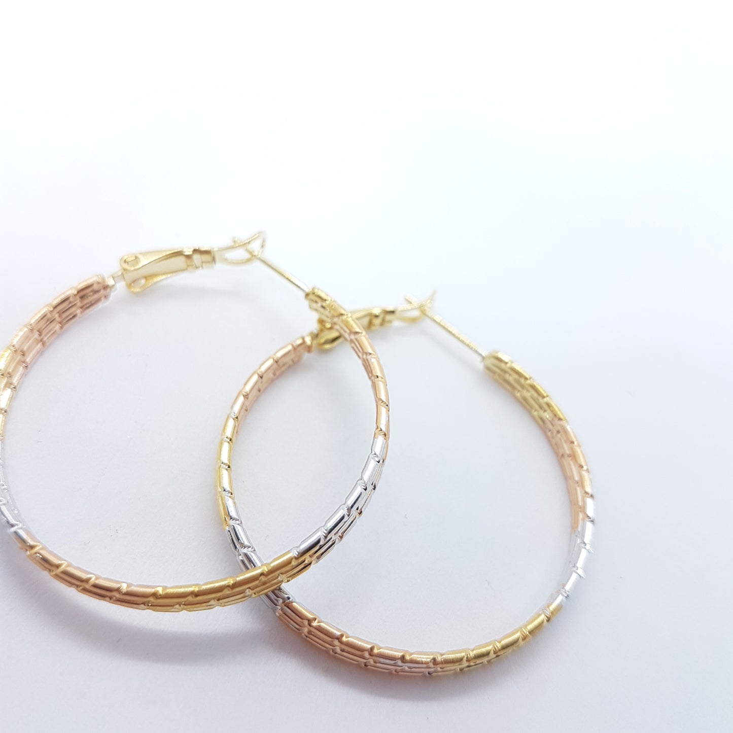 Tri Colour Hoop Earrings