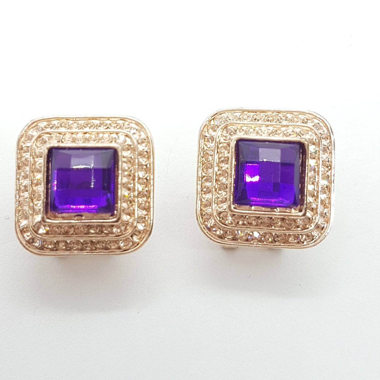 Purple Rhinestone Stud Earrings