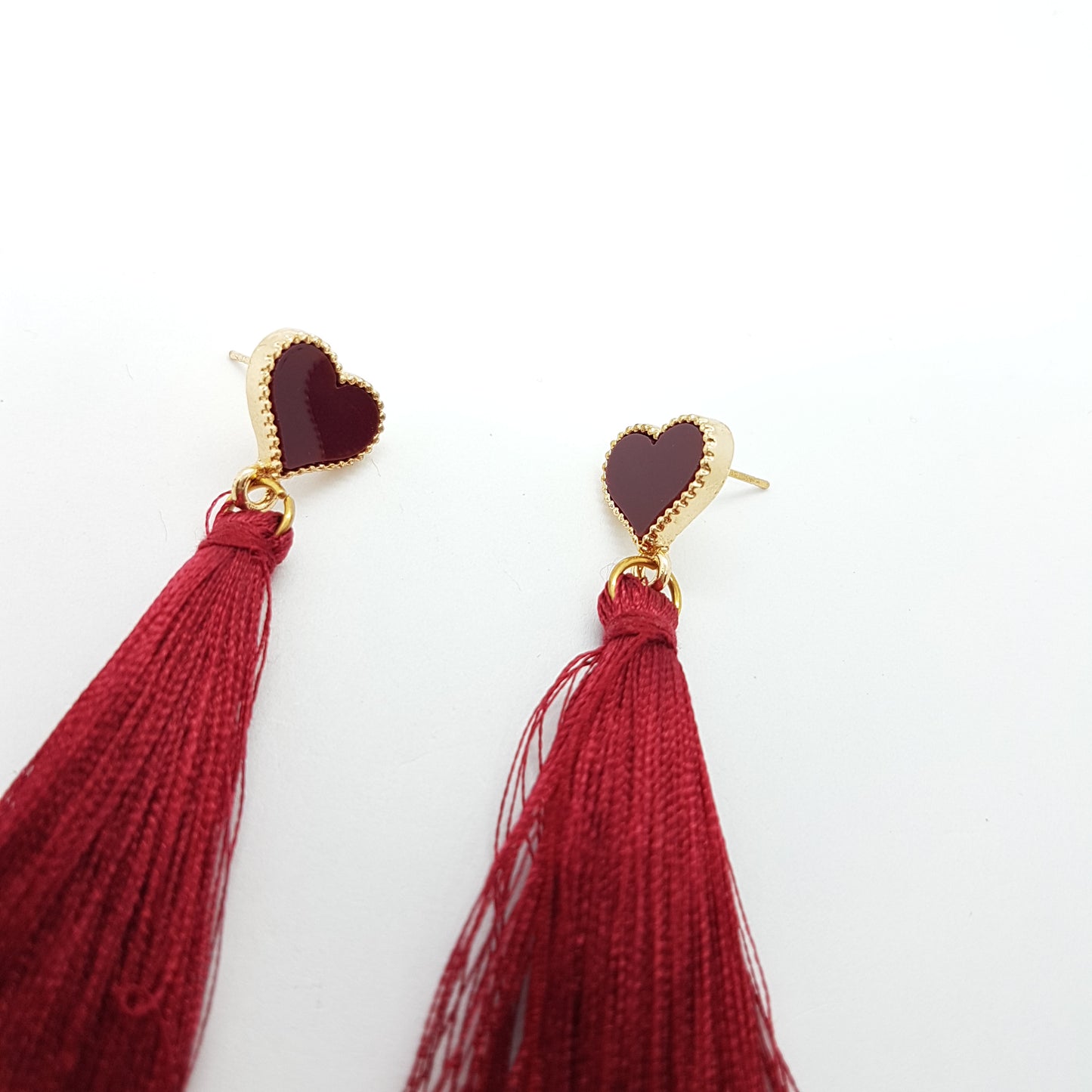 Red Heart Tassel Earrings