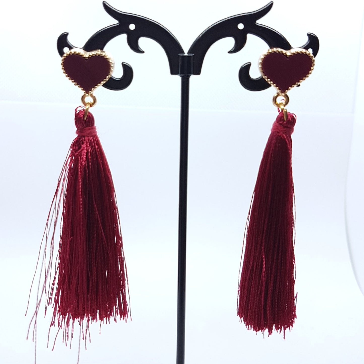 Red Heart Tassel Earrings