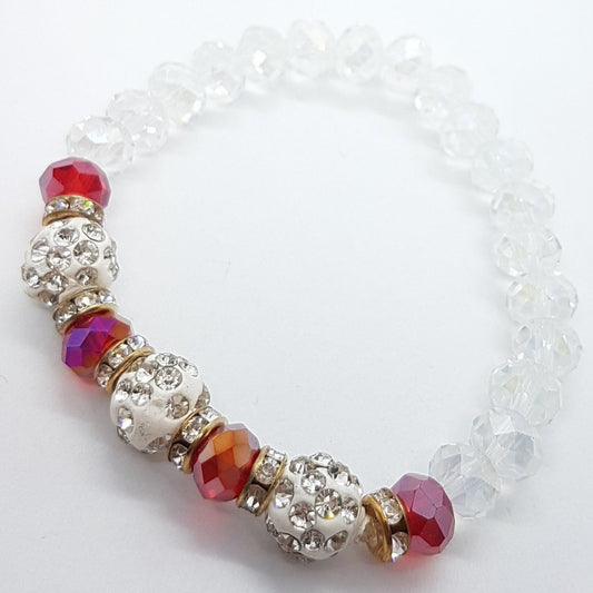 Red Crystal Stretch Beaded Bracelet