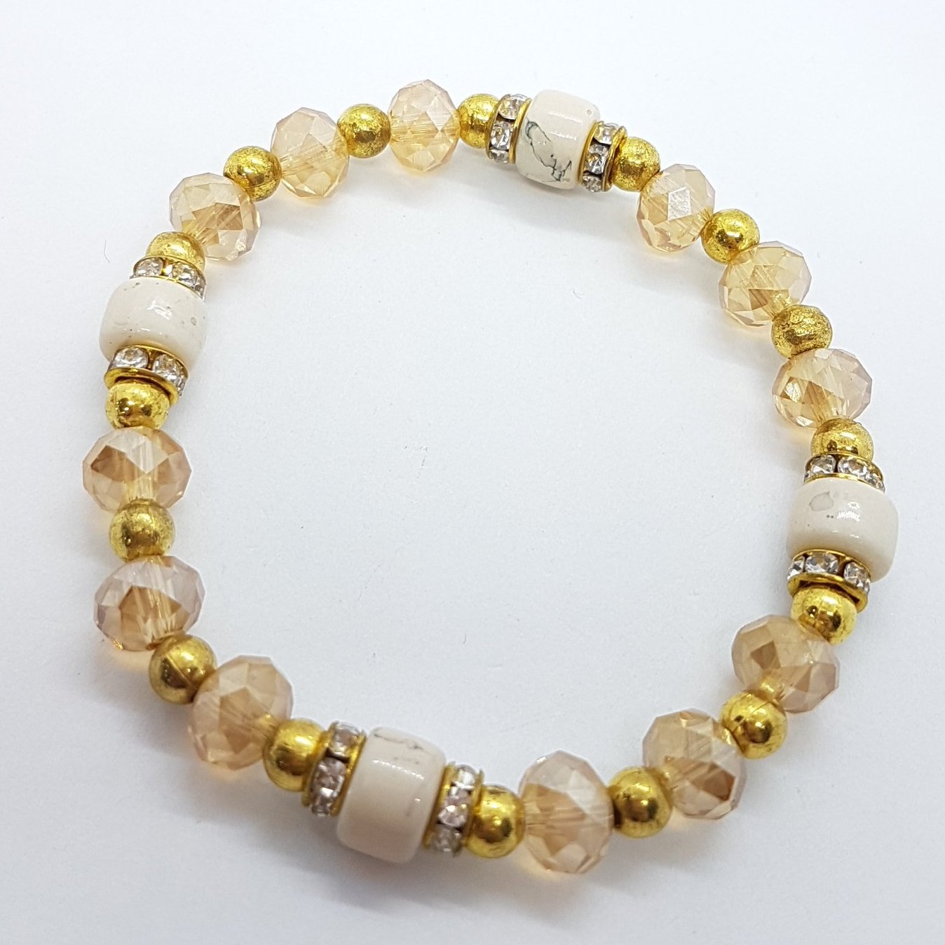 Champagne Gold Beaded Stretch Bracelet