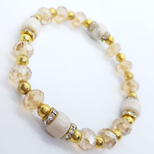 Champagne Gold Beaded Stretch Bracelet