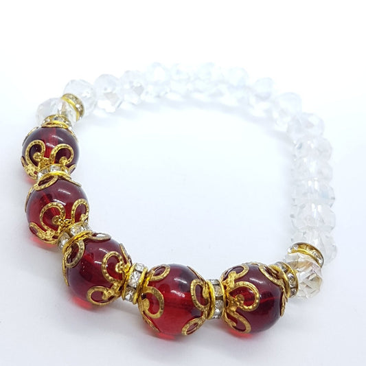 Wine Red Stretch Beaded Bracelet