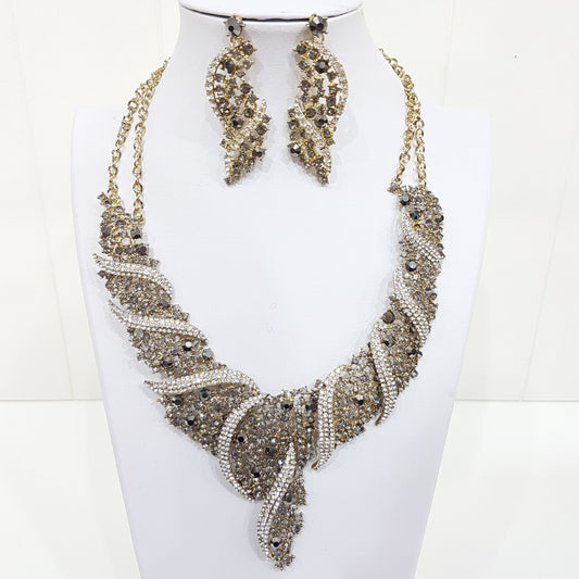 Grey Rhinestone Jewellery Set