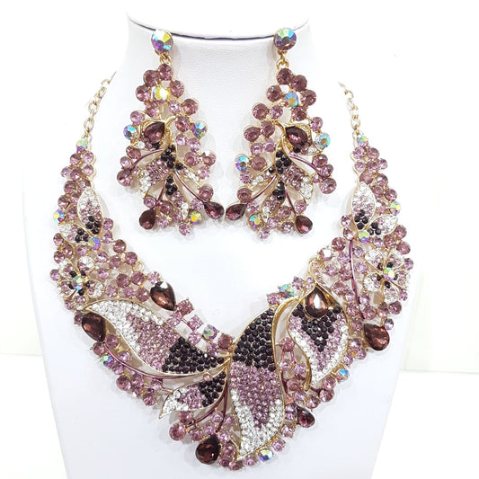 Purple Rhinestone Jewellery Set