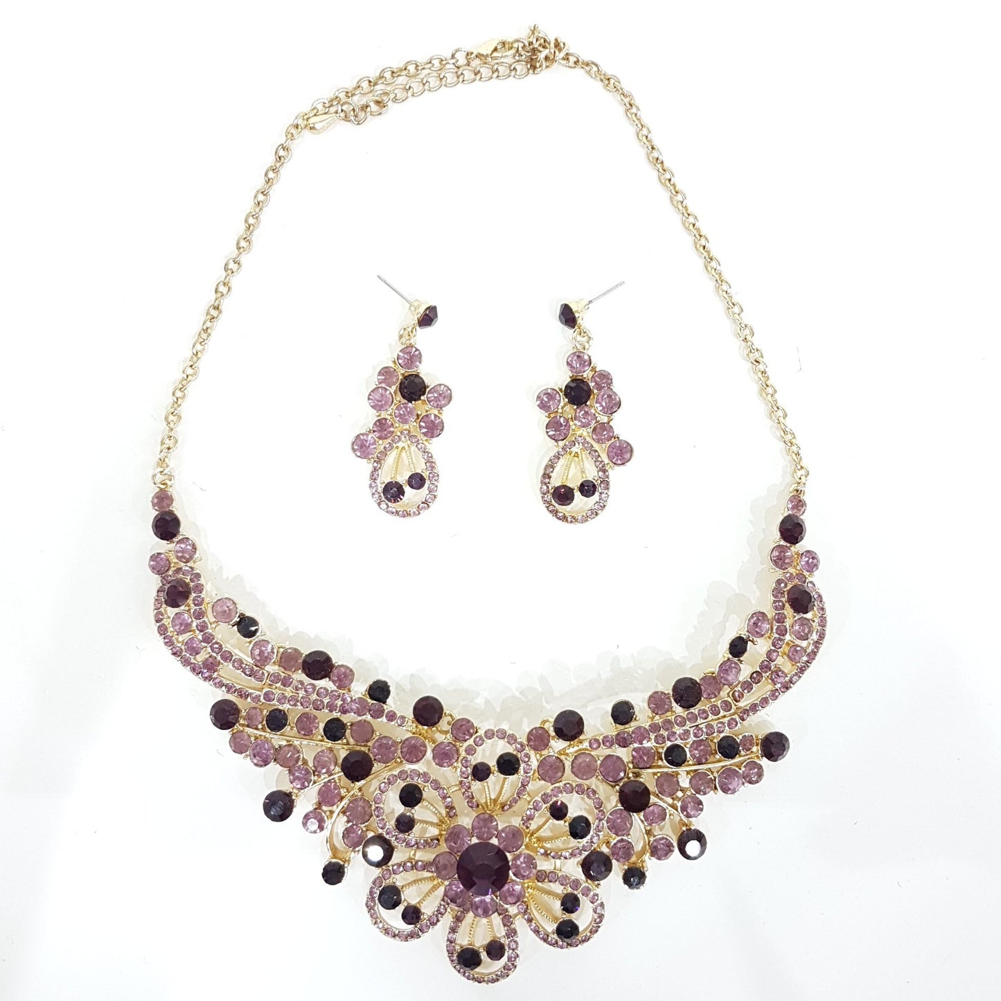Purple Rhinestone Jewellery Set