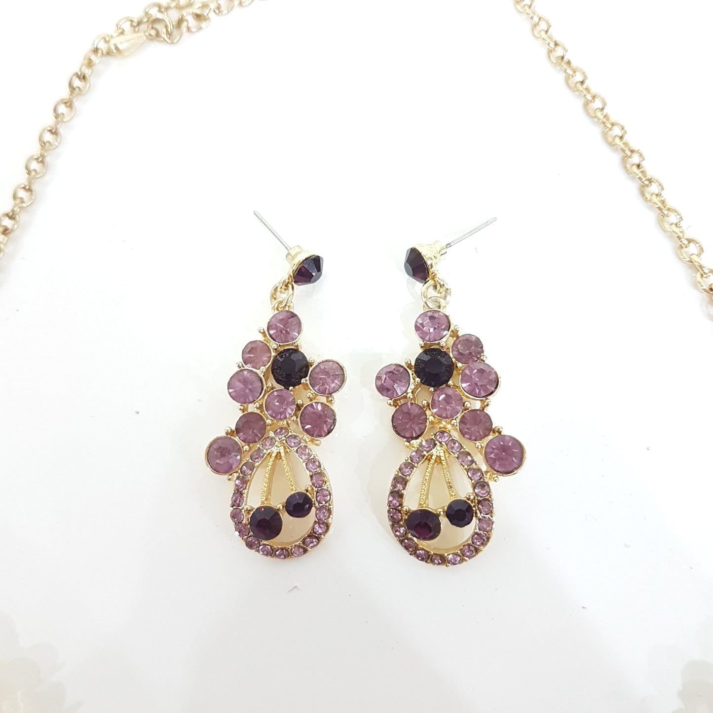 Purple Rhinestone Jewellery Set