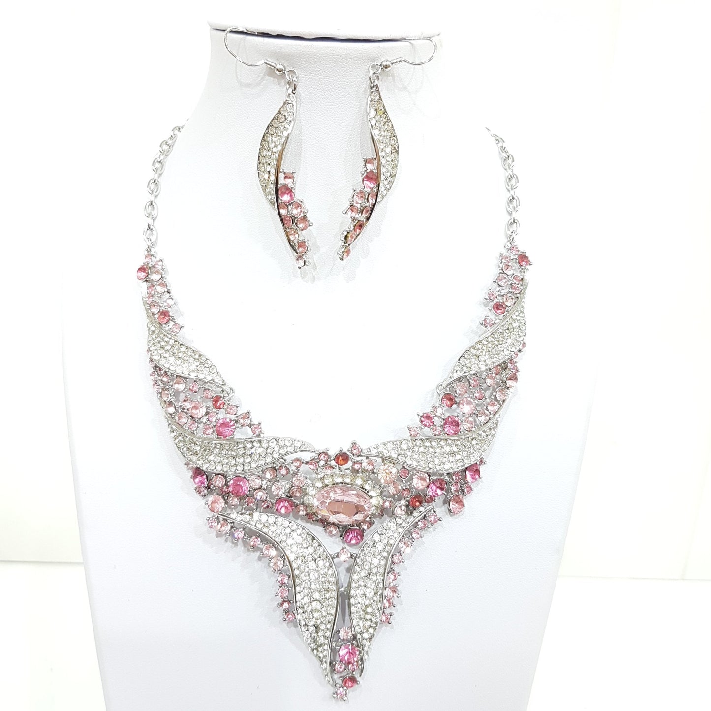 Pink and Crystal Rhinestone Jewellery Set