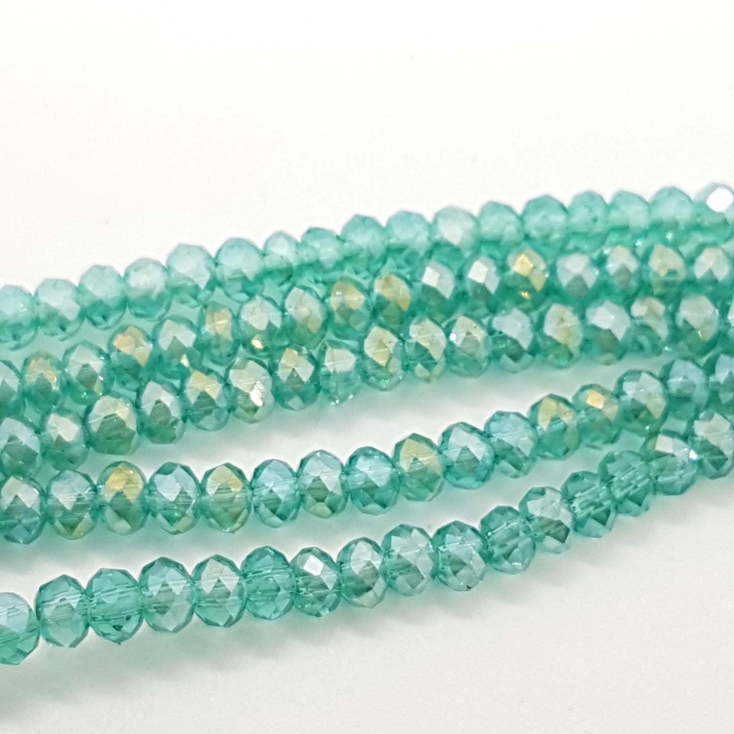 150pc Teal Crystal Rondelle Beads