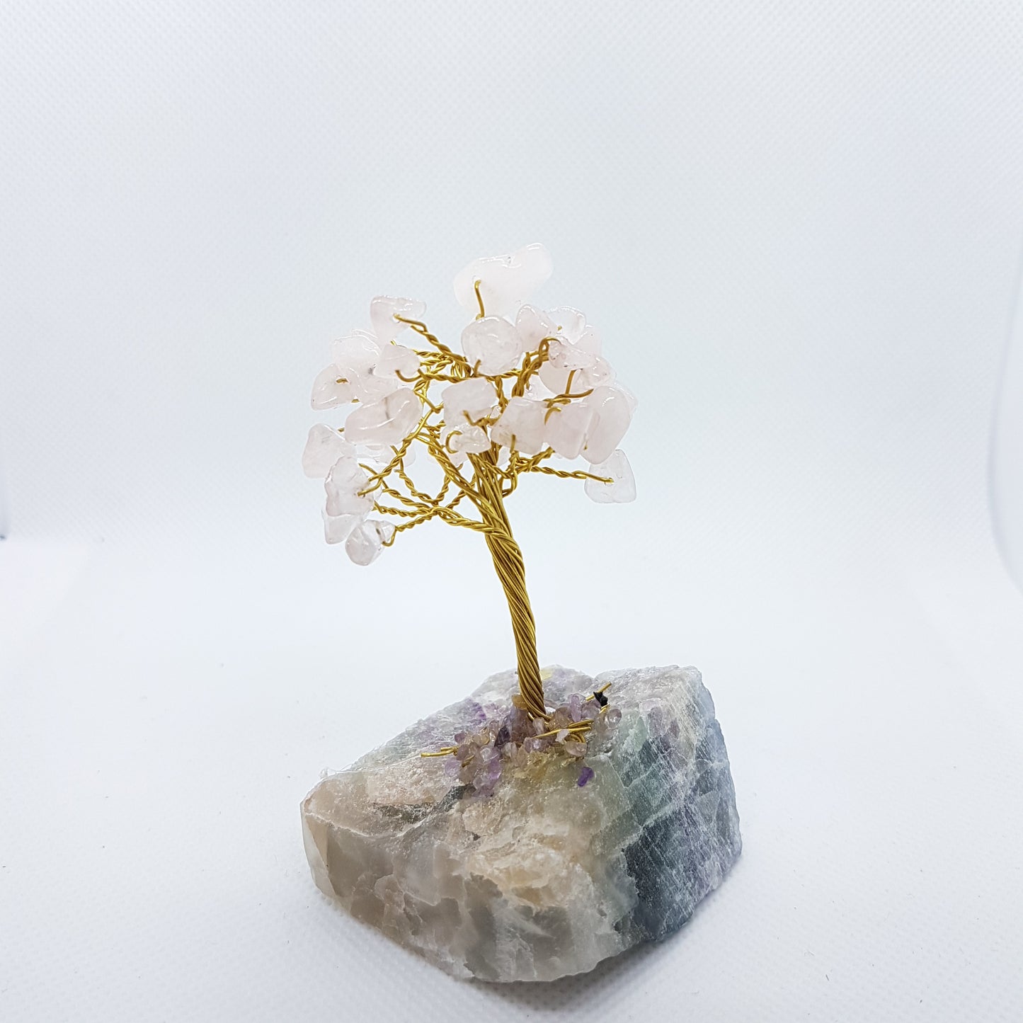 Small Rose Quartz Gemstone Tree Crystal Base