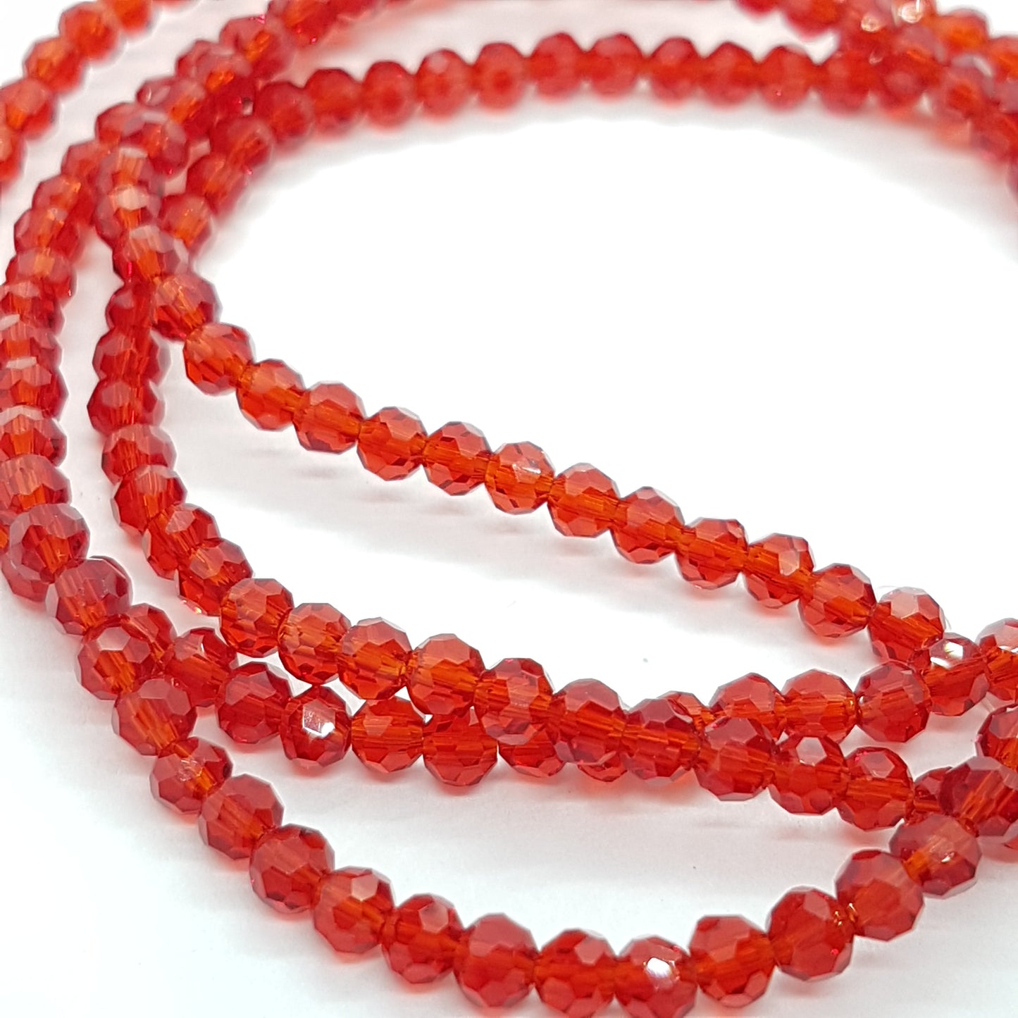 200pc Red Round Crystal Beads