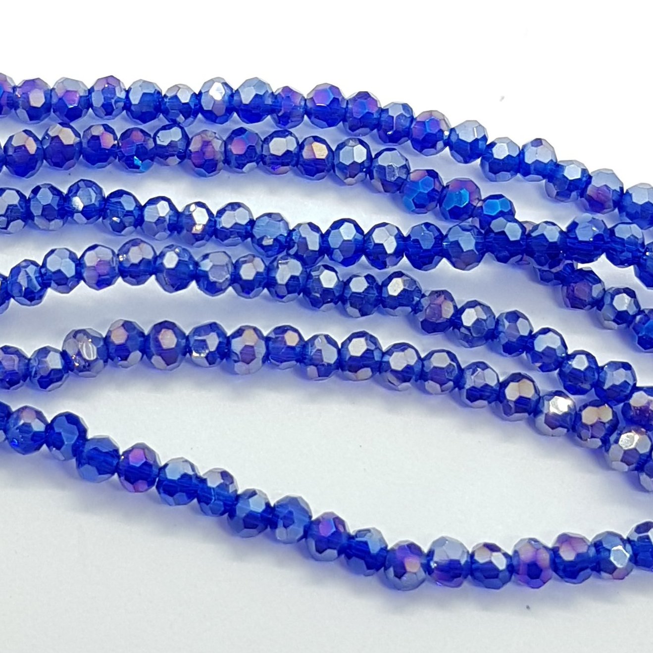 200pc Blue AB Round Crystal Beads