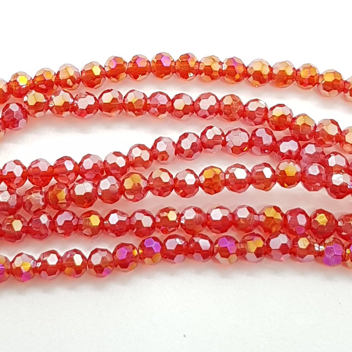 200pc Red Round Crystal Beads
