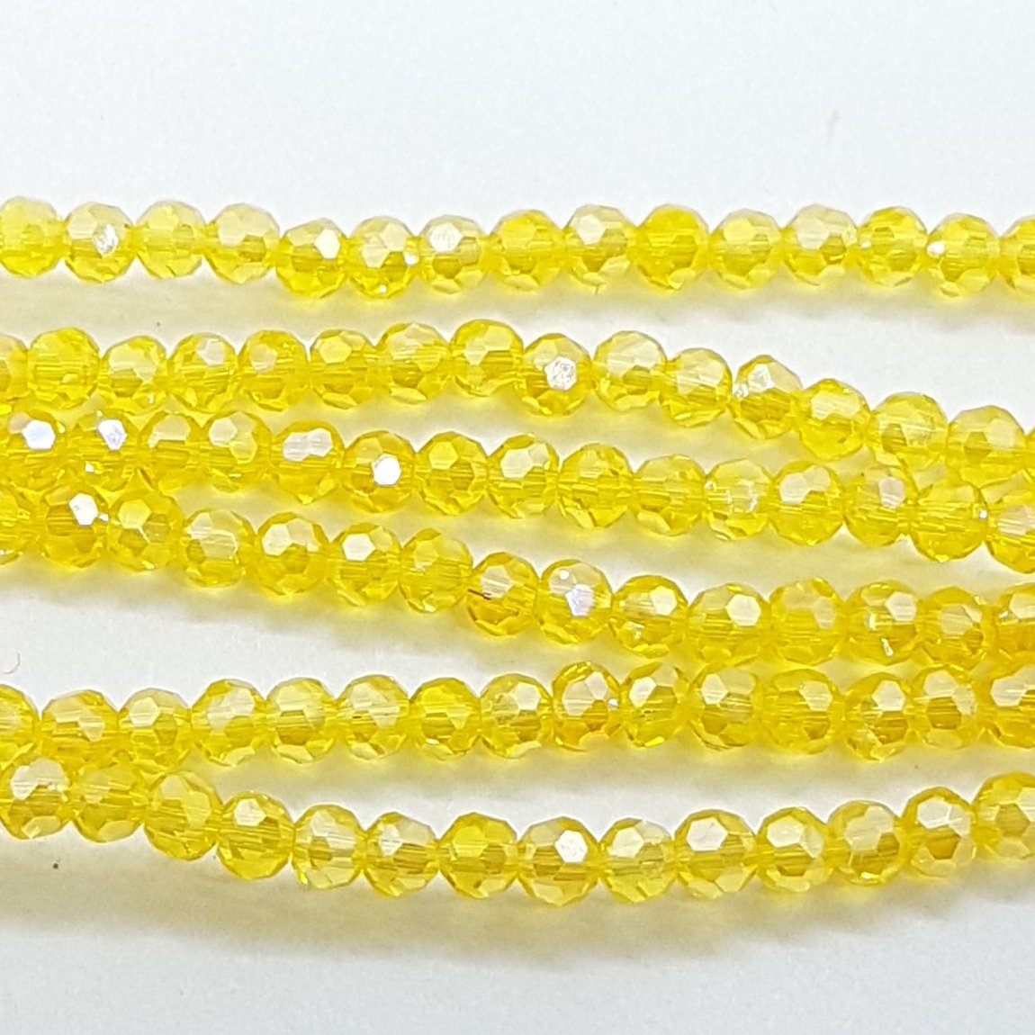 200pc Yellow Round Crystal Beads