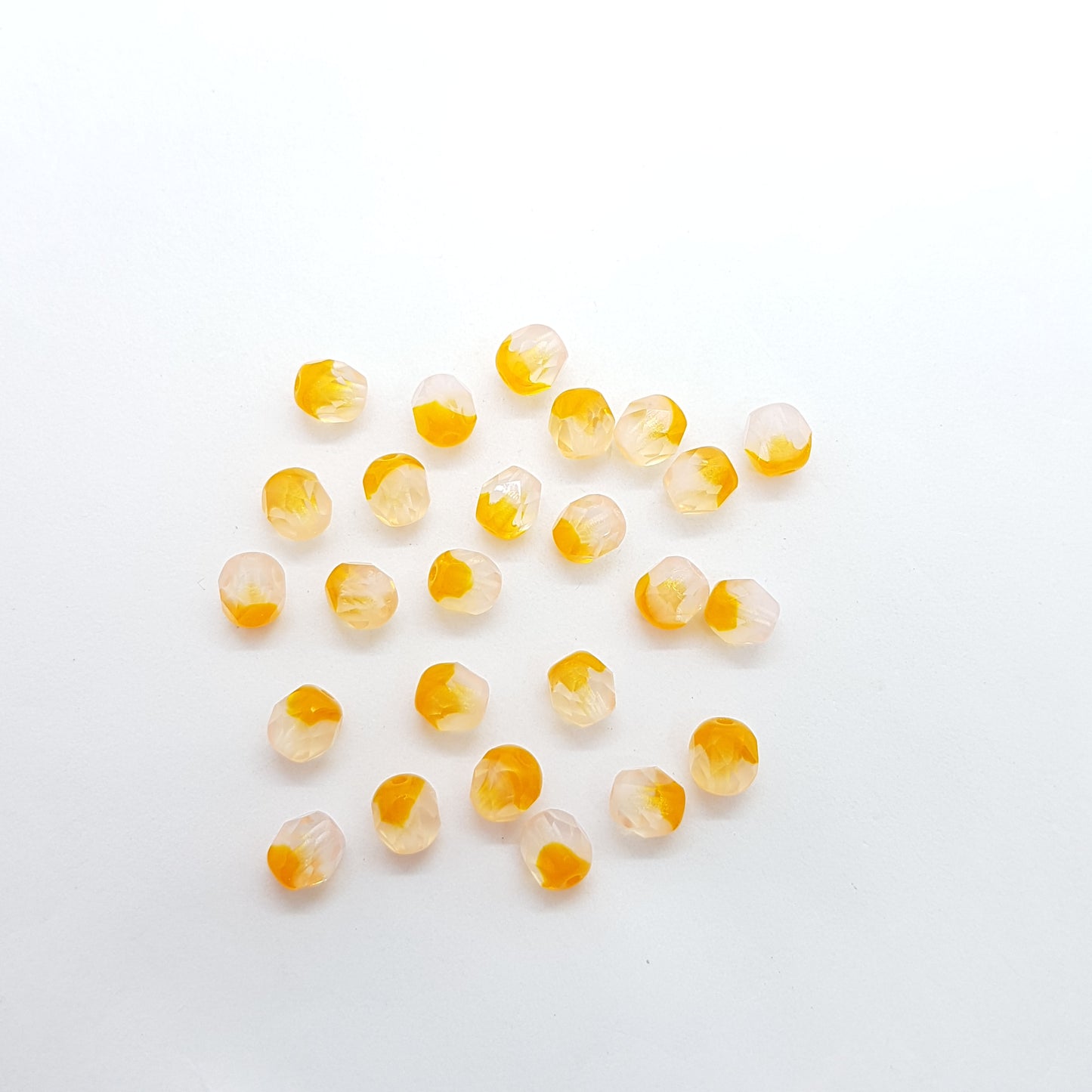 6mm Tangerine Czech Fire-Polish Beads