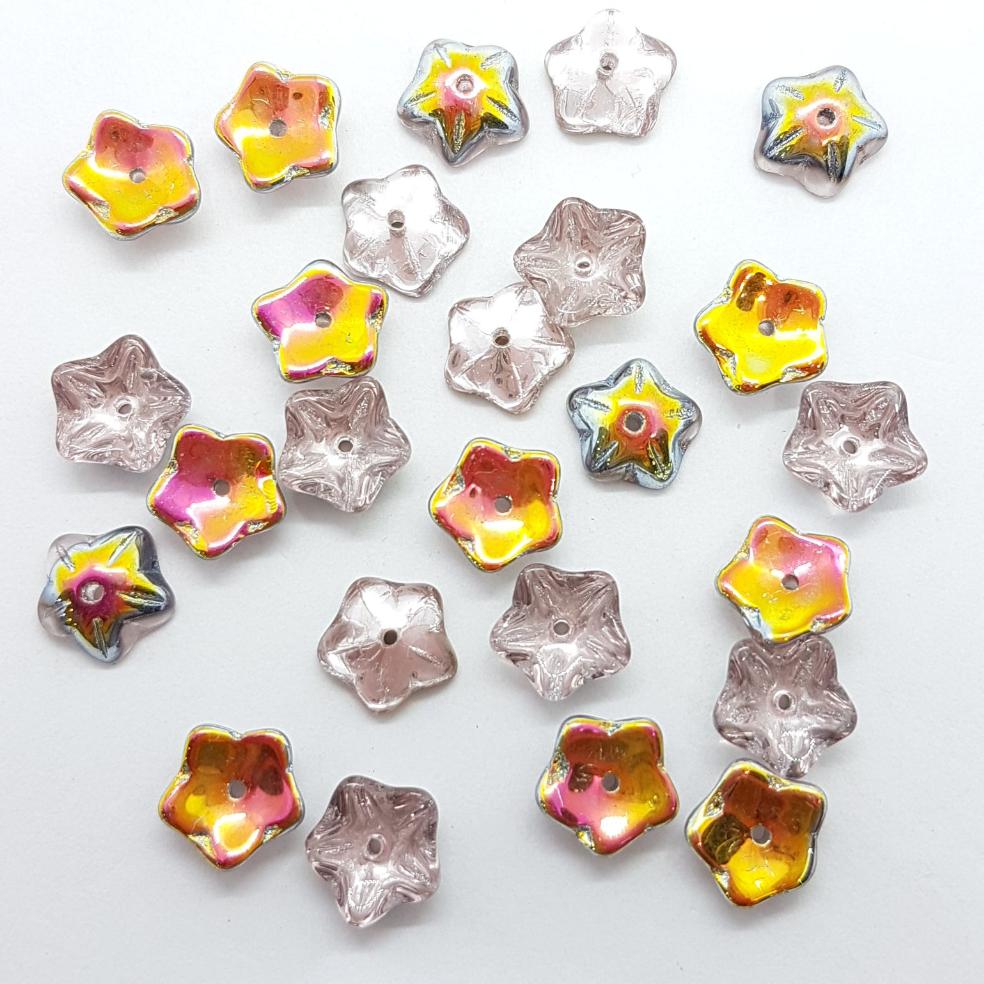 25pc Czech 10mm Star Flower Beads