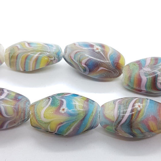 10pc Rainbow Swirl Funky Lampwork Bead