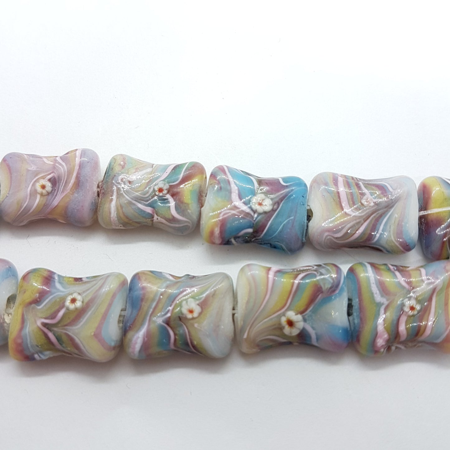 10pc Rainbow Swirl Funky Lampwork Bead