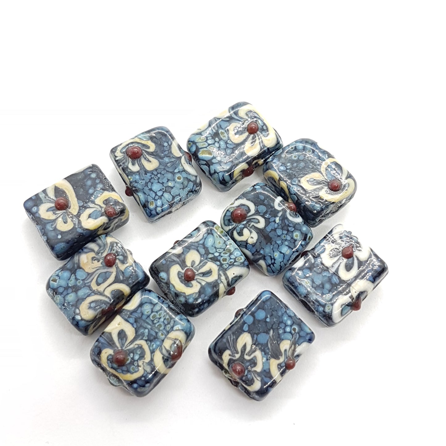 Flat Handmade Lampwork Glass Bead