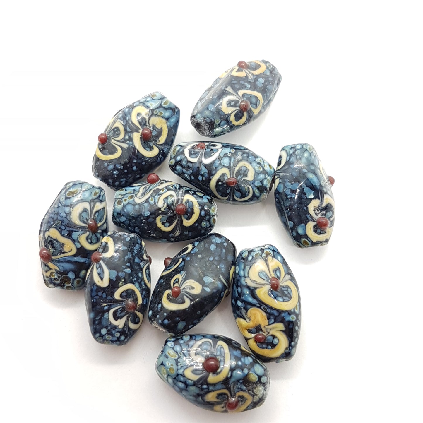 Faceted Handmade Lampwork Glass Bead