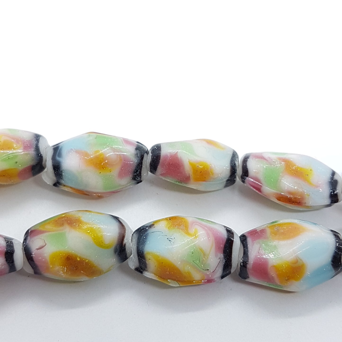 Colourful Rectangle Lampwork Glass Beads