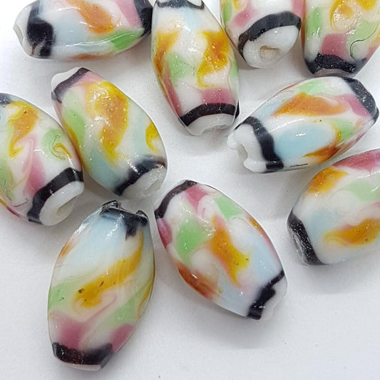 Colourful Rectangle Lampwork Glass Beads