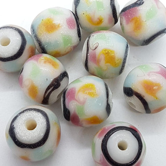Colourful Round Lampwork Glass Bead