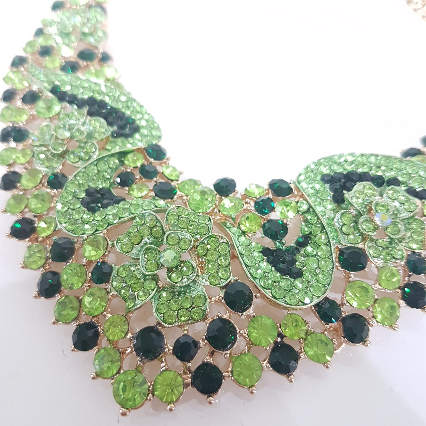 Green Rhinestone Necklace Set