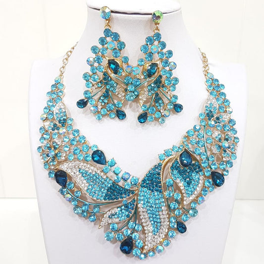 Blue Rhinestone Jewellery Set