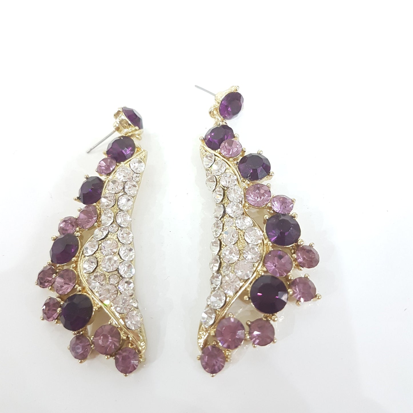 Purple and Silver Rhinestone Necklace Set